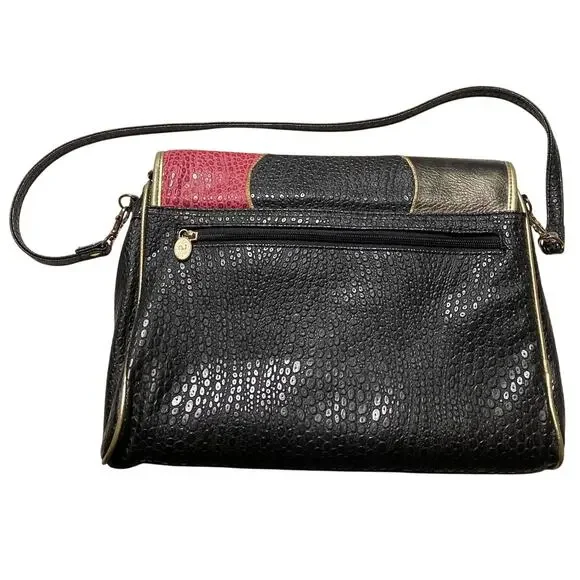 Vtg Womens Alentino Faux Leather Bag Purse Multicolor Patchwork Removable Strap - Picture 4 of 10